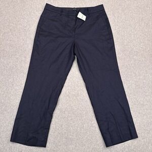 NEW J. Crew Kallie Pant Women's 14P Mid-Rise Trousers Navy‎ Blue Linen Blend